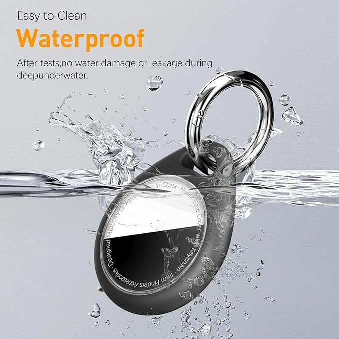 for AirTag Holder for Apple - 4 Pack for Air Tag Case, Waterproof Protective Cover with Secure Keychain Loop [Fit Tightly Design] [Hold Securely] GPS Tracker Accessories,Black/Orange/Blue/Red