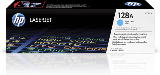 HP 128A Cyan Toner Cartridge | Works with HP LaserJet Pro CM1415 Color, CP1525 Color Series | CE321A