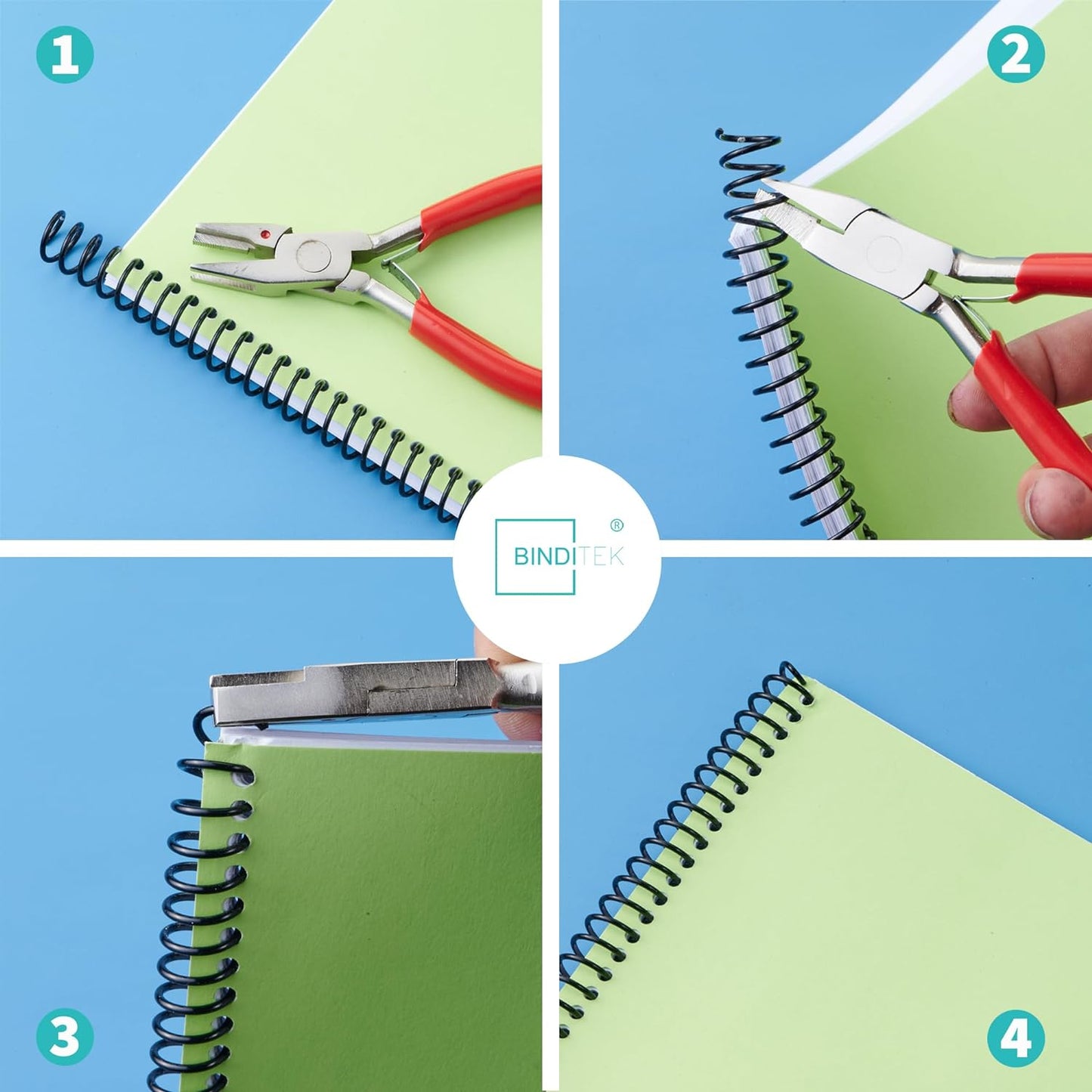 Binditek 50 Pack Plastic Spiral Binding Coils, 16mm(5/8"), 140 Sheet Capacity, 4:1 Pitch, Black, 48 Loops, for Letter Size, for Students and Coworkers