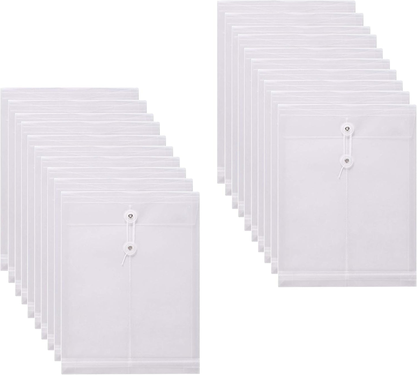 Letter Size Clear Poly Envelopes with String Closure Top Opening Folder Pack of 20 Bottom with Expanding Gusset
