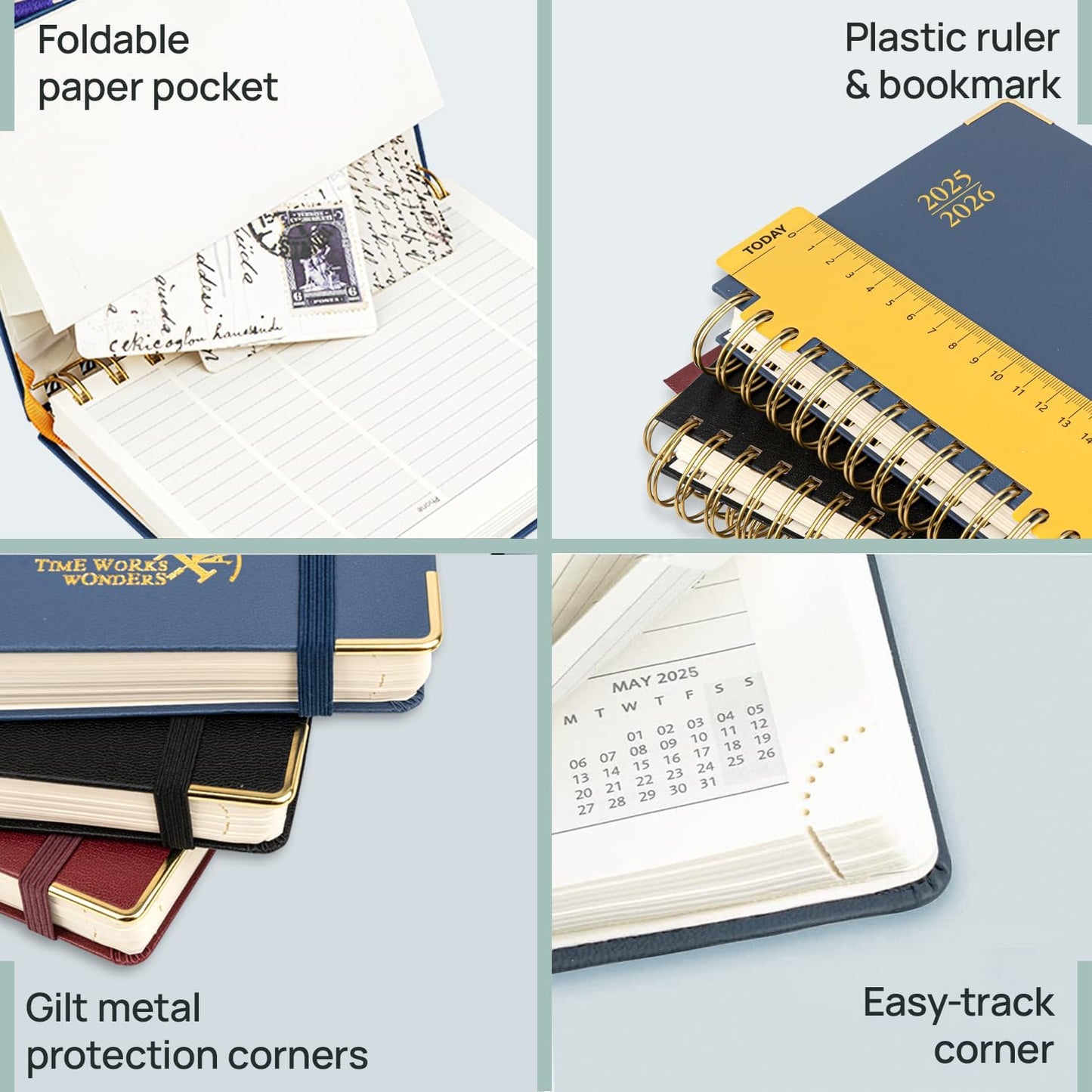 POPRUN Academic Planner 2025-2026 (July 2025-June 2026), Daily Weekly and Monthly Appointment Book (Wirebound Hard Cover - 6.25'' x 8.5'') with Hourly Time Slots, Tabs, 100 GSM - Light Yellow