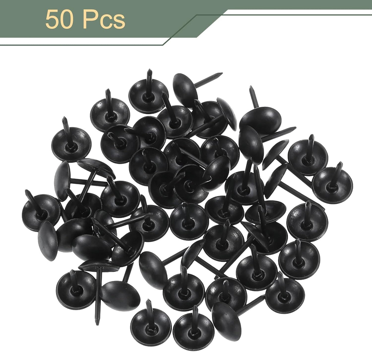 uxcell 50 Pcs Upholstery Tacks, 9 x 13mm Round Head Upholstery Nails Pins Vintage Decorative Furniture Tacks for Chairs Sofas Beds DIY Project, Black