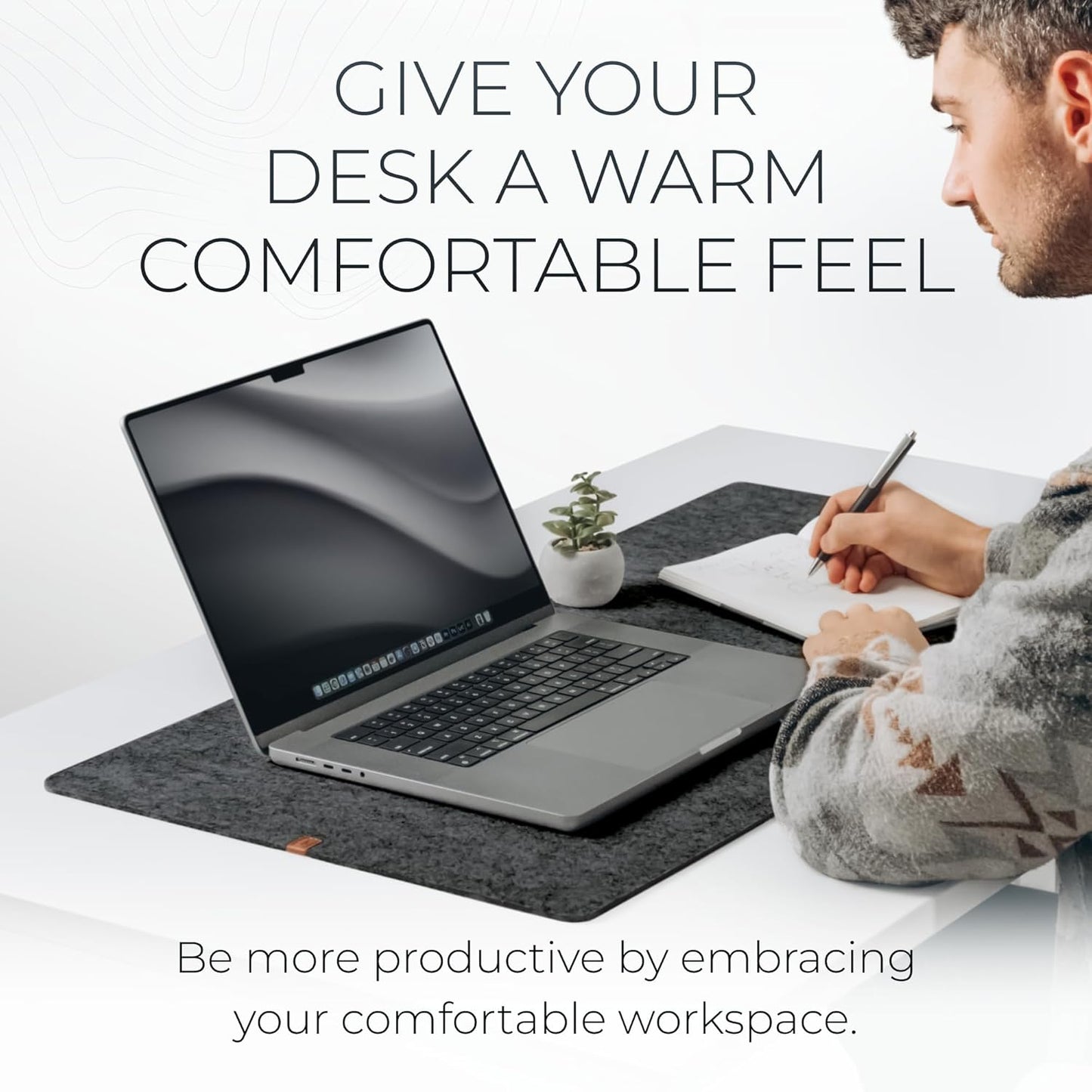 Nordik Large Felt Desk Mat - Charcoal - 35 x 17 inch - Full Desk Keyboard Mat - Computer Desk Mat for Keyboard and Mouse Pad - Desktop Mat - Large Felt Desk Pad