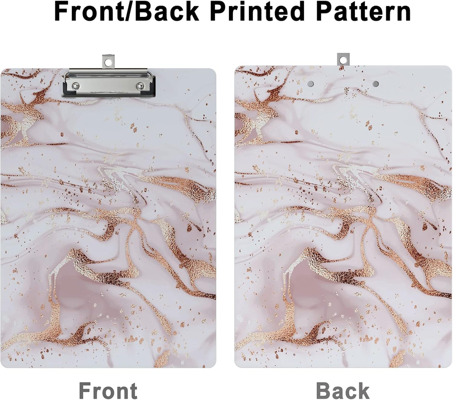 Cute Clipboard Wood Design Decorative A4 Letter Size Clip Boards for Classroom Office, Standard Size 9" x 12.5" with Low Profile Metal Clip - Pink Fluid