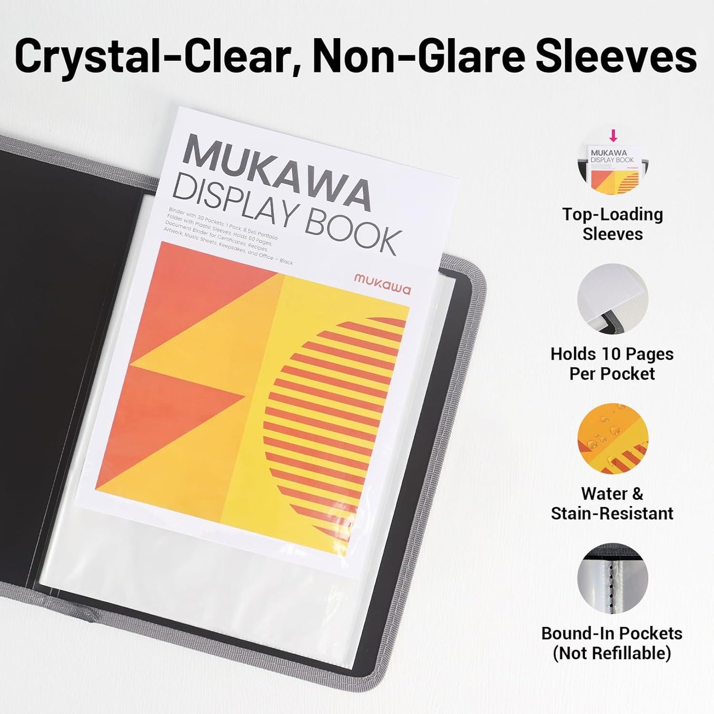 30-Pocket Display Book, 8.5×11 Letter Size Portfolio Folder with Clear Sleeves, Presentation/Certificate Binder & Document Organizer for School, Office & Home, 3 Pack