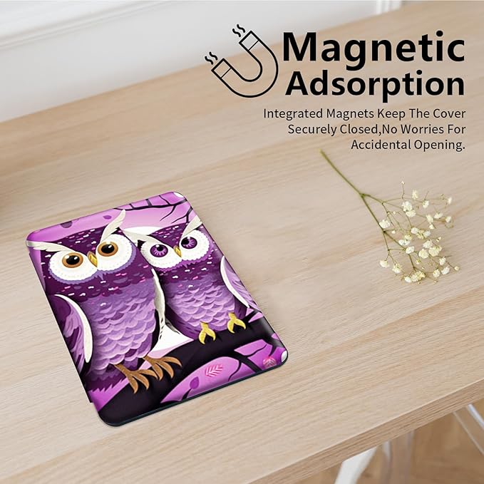 for Fire HD 10 Tablet Case 11th Generation 2021 and Amazon Fire HD10 Plus Case 10.1", 360 Degree Rotating Stand Smart Protective Case,for Fire HD 10 2021 Tablet,Pink Owls