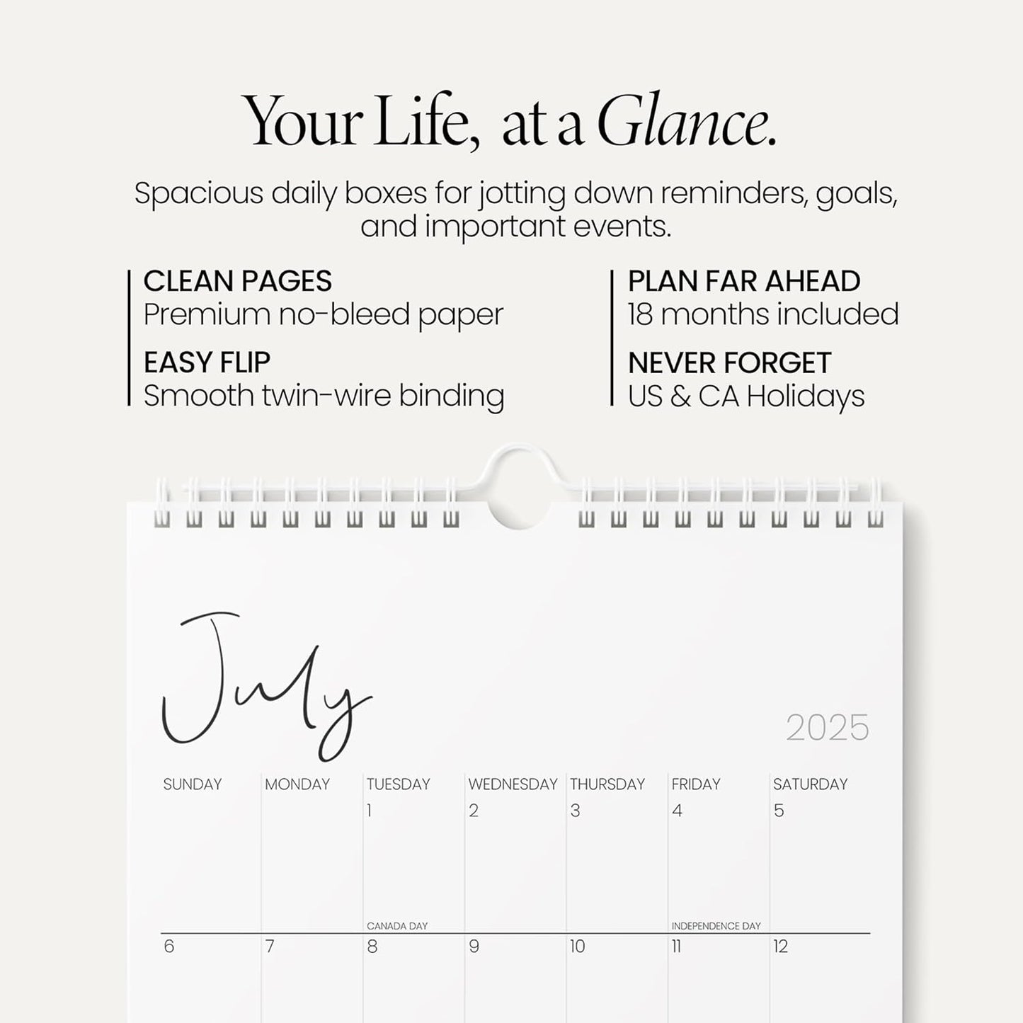 Karto Wall Calendar 2025-2026 - Vertical 11x17 inch July 2025 to December 2026 - Boost Your Productivity and Easy Planning with the Aesthetic Monthly Calendar - Cursive