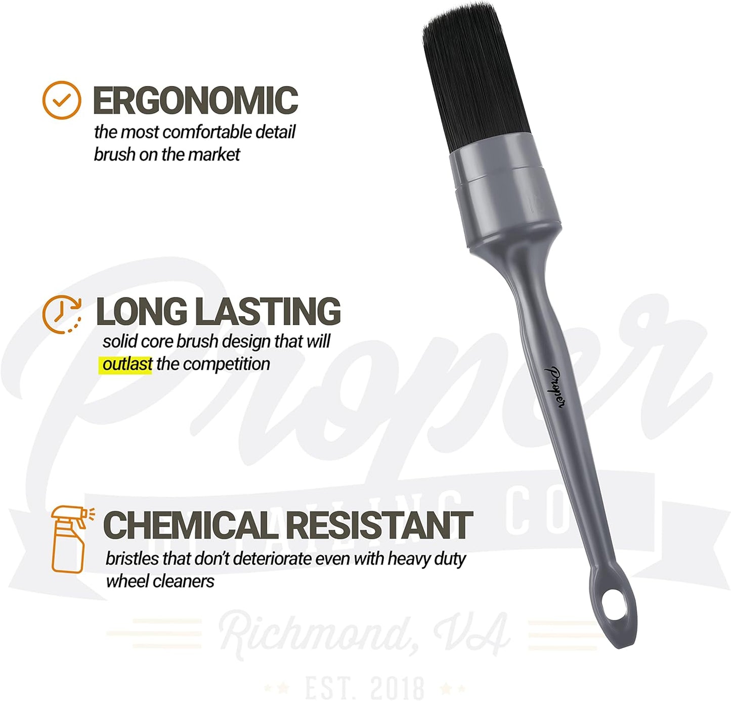 Car Detailing Brush Set - 3 Pack Synthetic Brushes for Interior & Exterior, Wheels, Tires, Engine Bay, Leather Seats