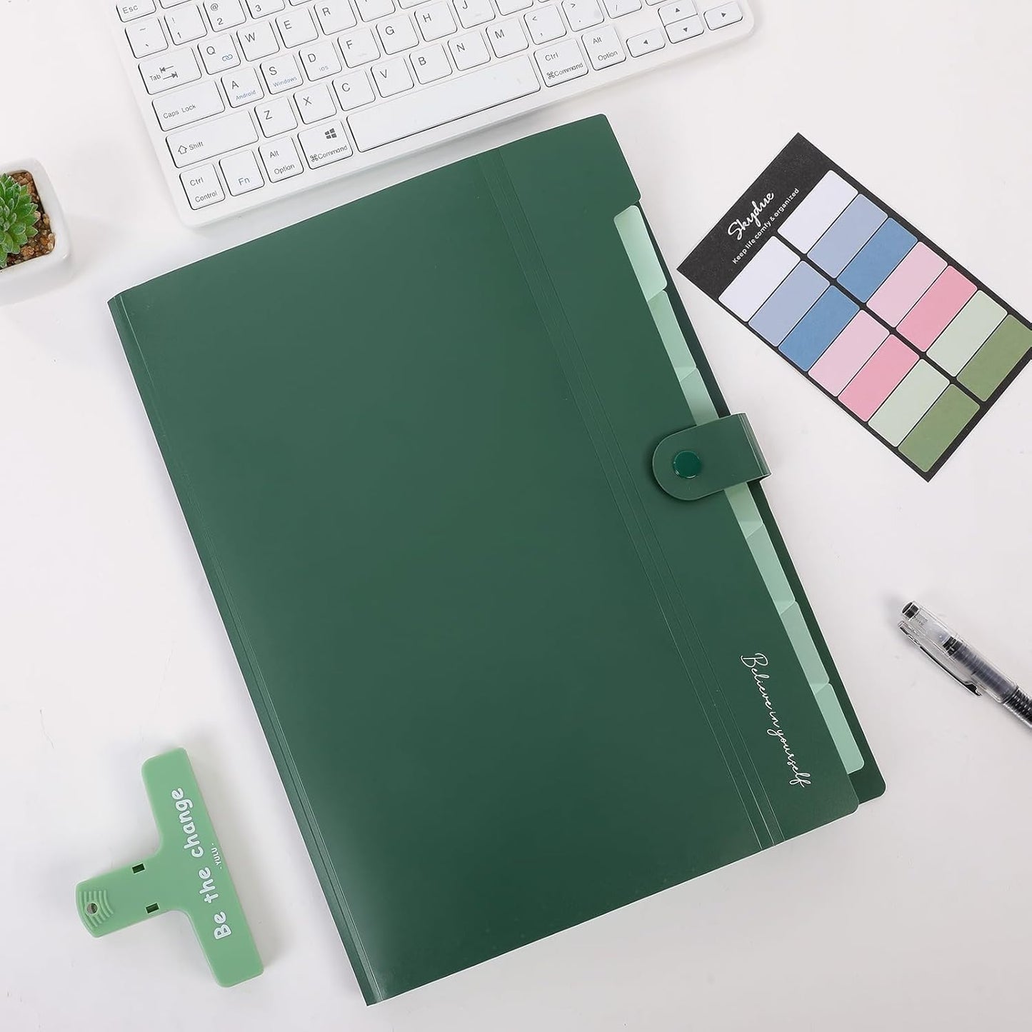 SKYDUE Expanding File Organizer with 8 Pockets, Accordion File Folders with Labels, Portable Document Paper Bill Receipt Organizer, Home College School Office Supplies, Letter Size,ForestGreen