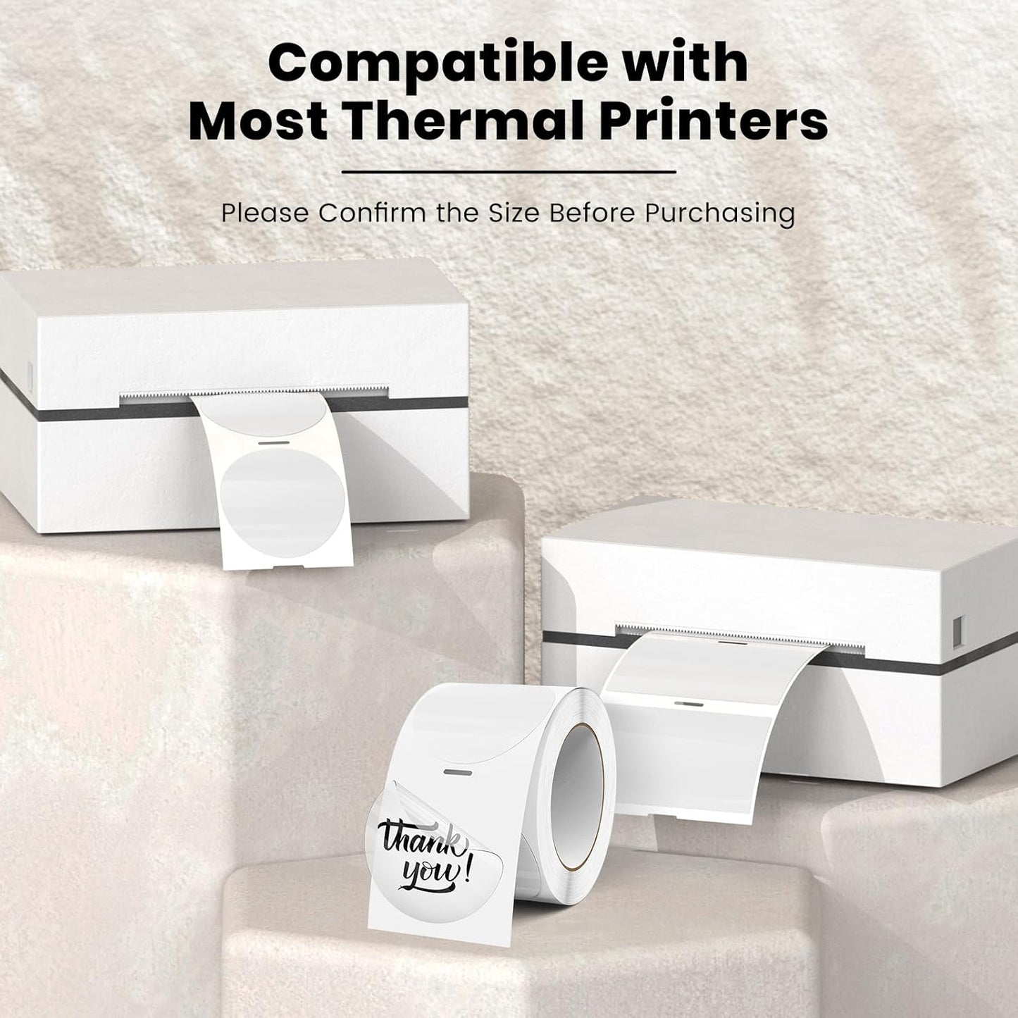 Transparent Thermal Labels Round 2 Inch Self Adhesive Circle Clear Printer Stickers Vinyl Waterproof Roll Decals Name Tag for Address Design DIY Logo Business 300 PCS