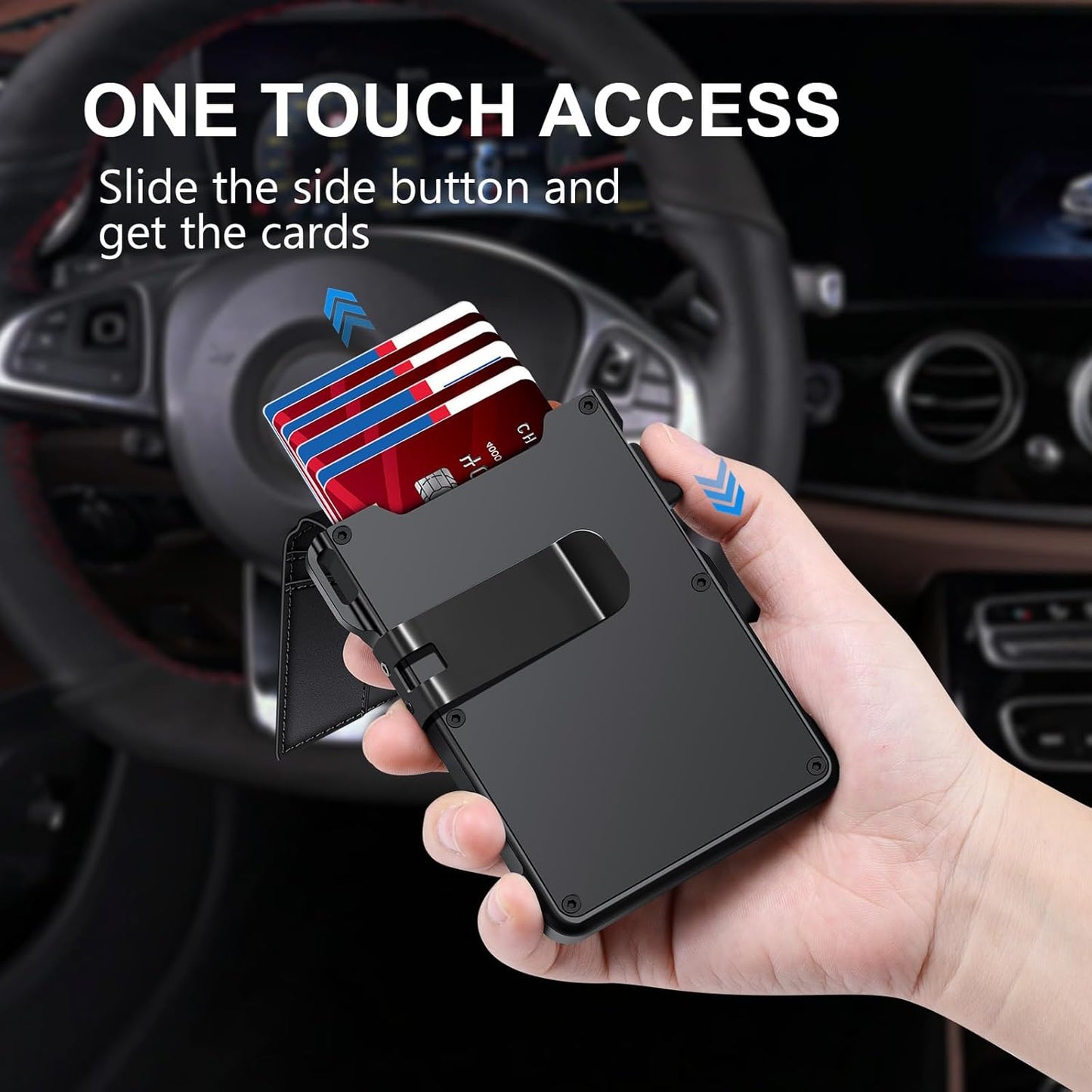 Airtag Wallet for Men, Mens Smart Wallet for Air Tag RFID Blocking, Minimalist Bifold Pop Up Aluminum Credit Card Case Holder 12+ Cards with ID Window, Gift for Men, No Airtag Included, Black