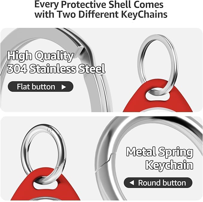 for AirTag Keychain Holder with Wire Cable, Secure Lock Case for Air tag, Compatible with AirTags, Key Ring Chain Luggage, for Airtag Accessories for GPS Item Finder Tracker, Red