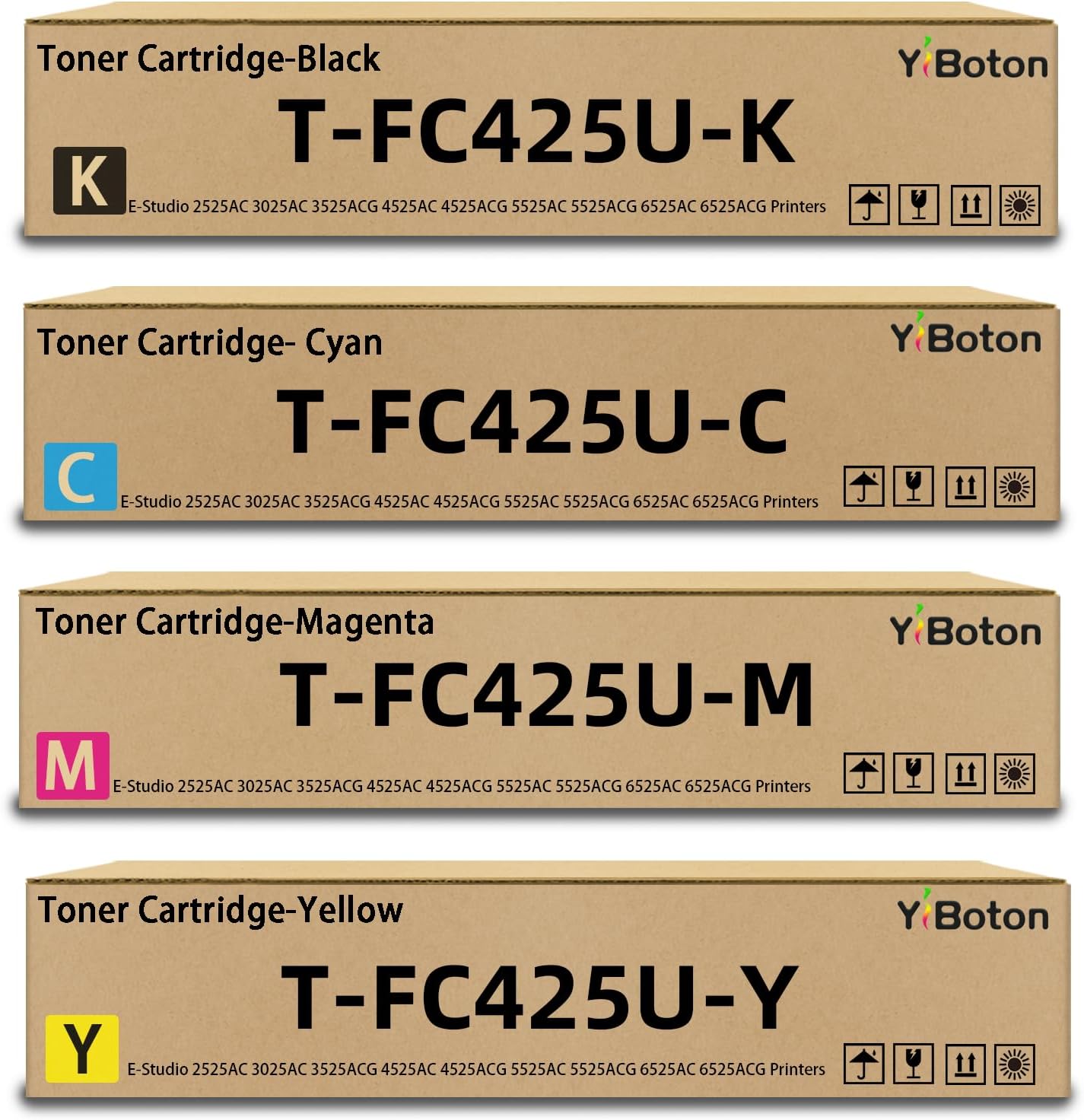 T-FC425U TFC425U T-FC425U-Y T-FC425U-M T-FC425U-C T-FC425U-K Toner Cartridges Replacement for Toshiba E-Studio 2525AC 3025AC 3525ACG 4525AC 4525ACG 5525AC 5525ACG 6525AC 6525ACG Printers