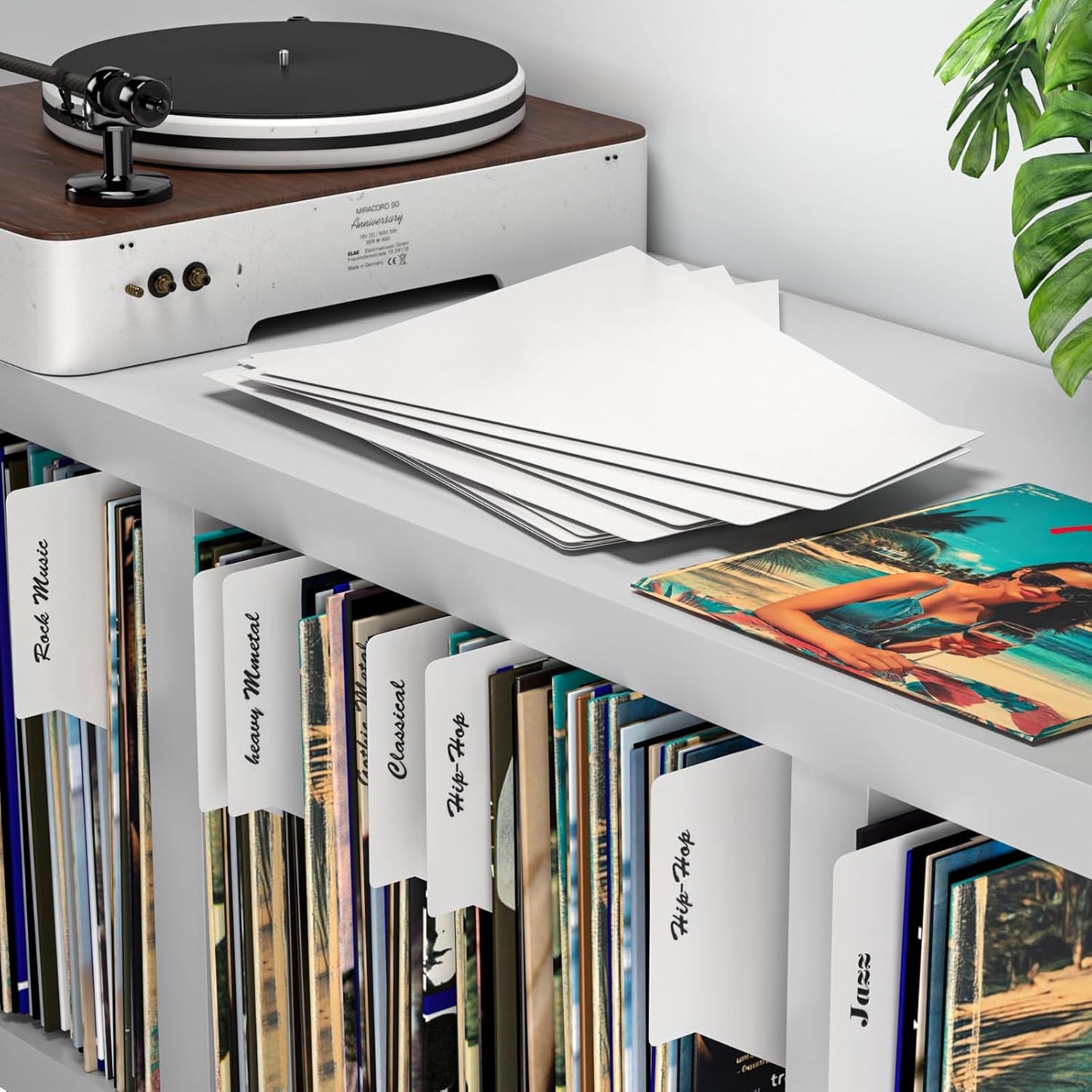 Facmogu 20PCS Vinyl Record Dividers, 12 Inches Reusable Index Card Dividers, Writable Blank DIY Album Vinyl Separators for LP DVD Record Organizer, Horizontal and Vertical Record Storage Card - White