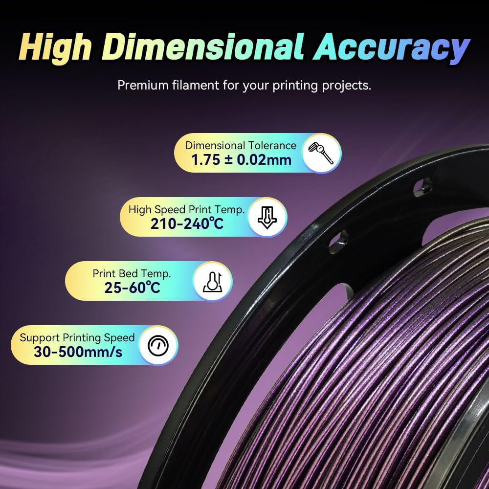 FLASHFORGE Chameleon Rapid PLA Filament 1.75mm Abyssal Purple, PLA Color Shift High Flow Speedy 3D Printer Filament, Max 500mm/s Fast Printing, Display Shimmering Effects from Various Angles and Light