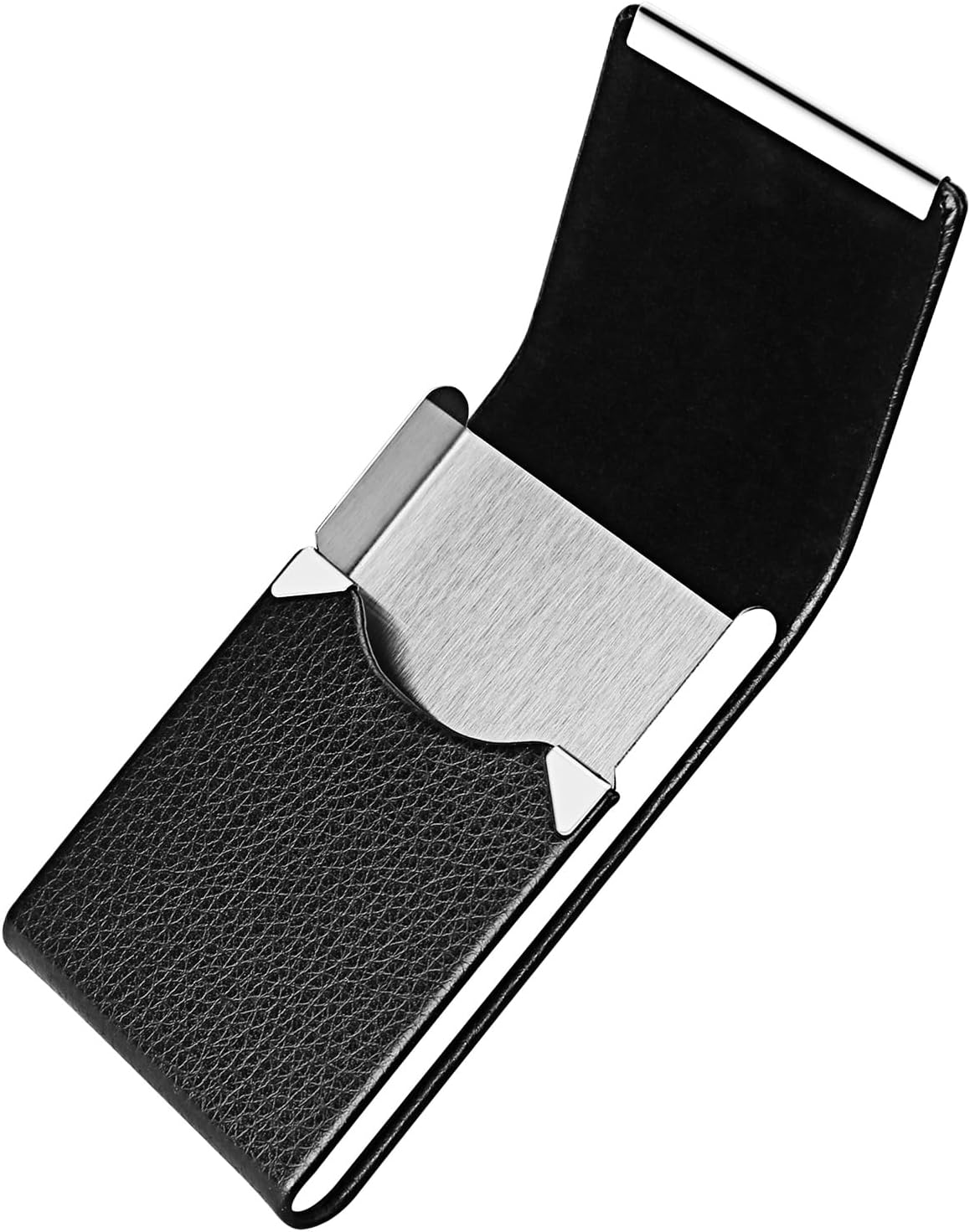 Business Card Holder with Ultra Slim Design, Business Card Case with Premium PU Leather, Suit Pocket Metal Card Holder for Women/Men, Magnetic Closure Quick Access Cards, Small and Easy to Carry