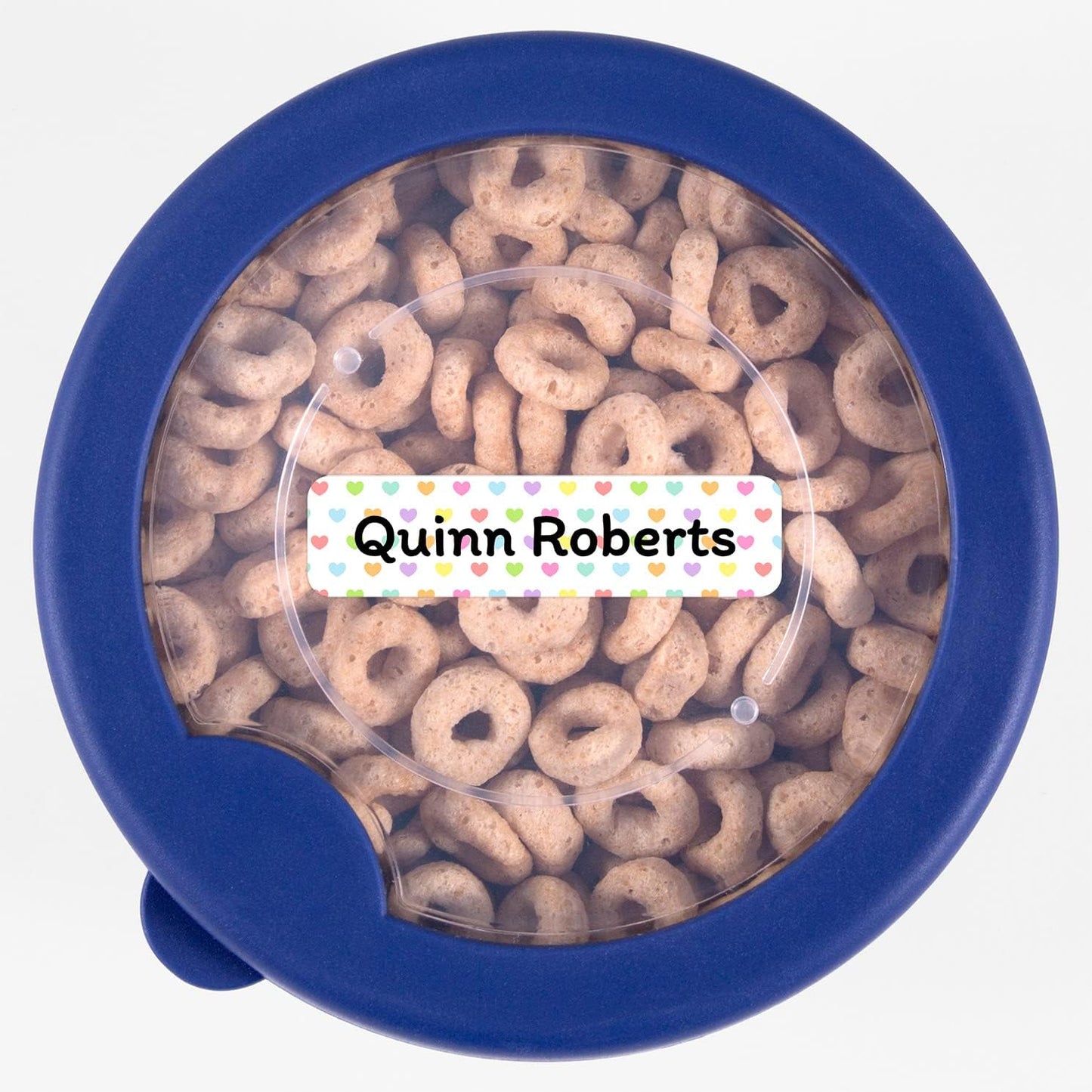 Name Bubbles - Custom Small Rectangle Name Labels for Kids (64 Labels) - Personalized Waterproof Name Stickers for Daycare, Lunch Boxes, Water Bottles, Shoes, School Supplies, & Camp (Hearts)