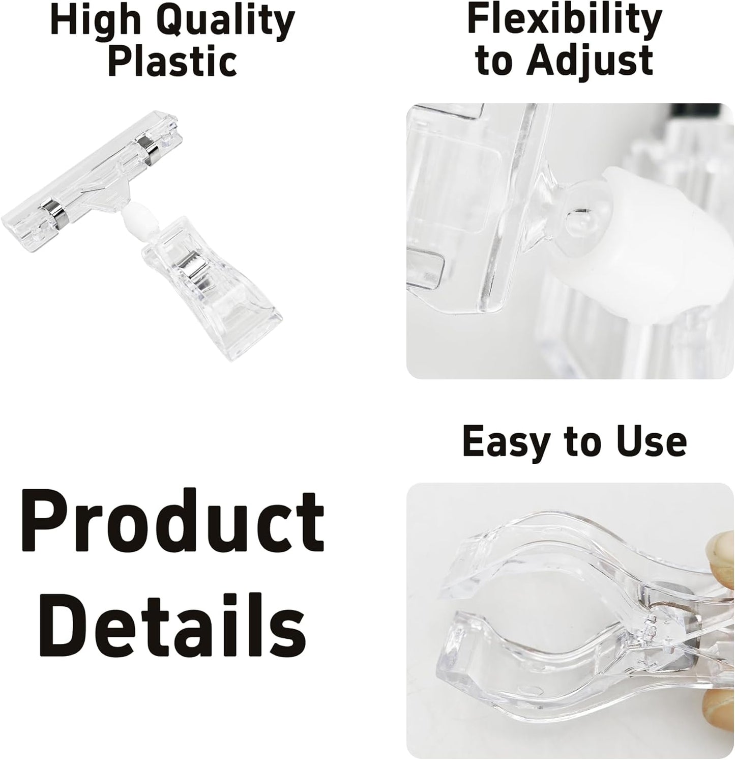 15PCS Plastic Sign Holder Clips, Rotatable Price Signs Double Display Clips, Retail Cards Clips for Merchandise/Retailers