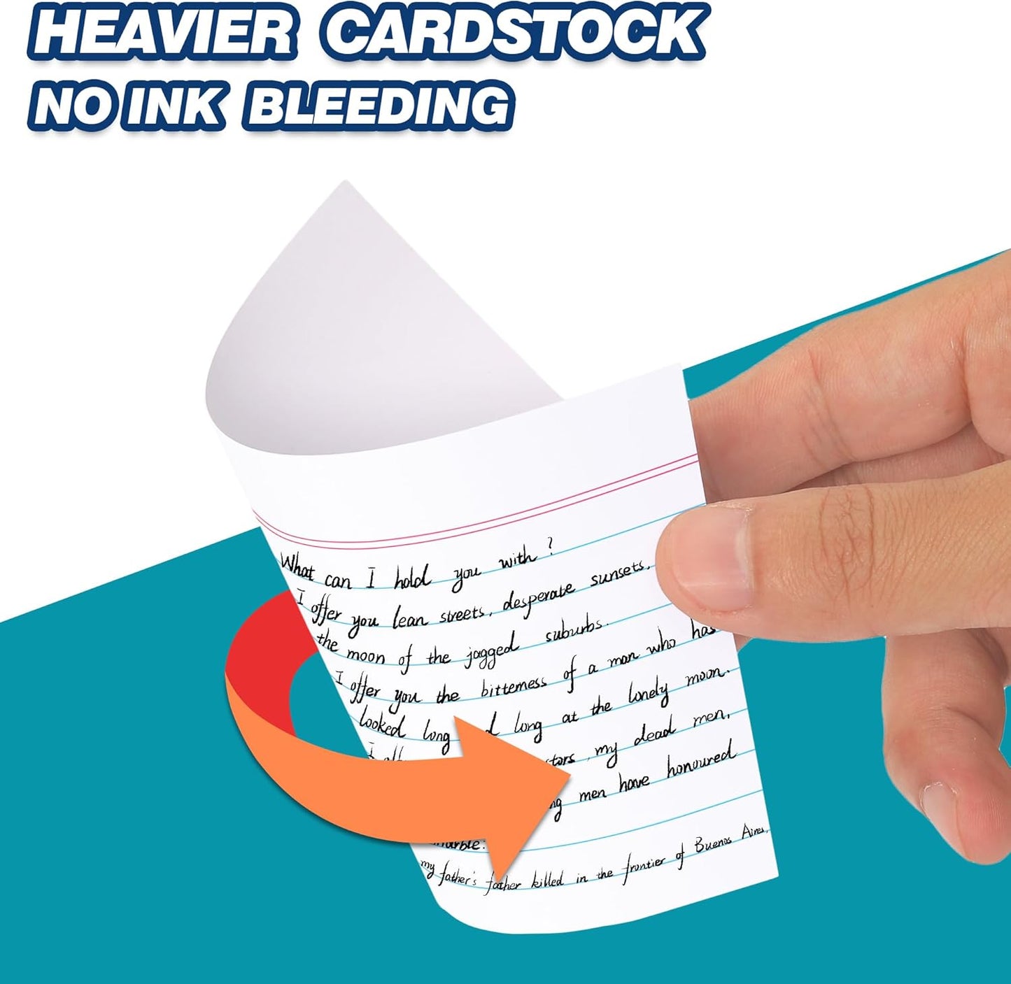 Chell Extra Heavyweight Ruled Index Cards 3x5 Inch, No Bleed-Through, 500 Count, Ruled Front and Blank Back, 74 lb. Cover Weight, White