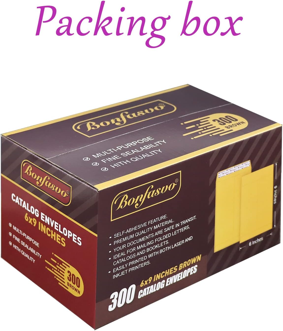 300 Pack 6x9 Brown Catalog Envelopes Peel & Seal Security Mailing Envelopes 120GSM Kraft Paper self Seal Envelopes for Invitations Papers Photos Documents Pictures Papers Files