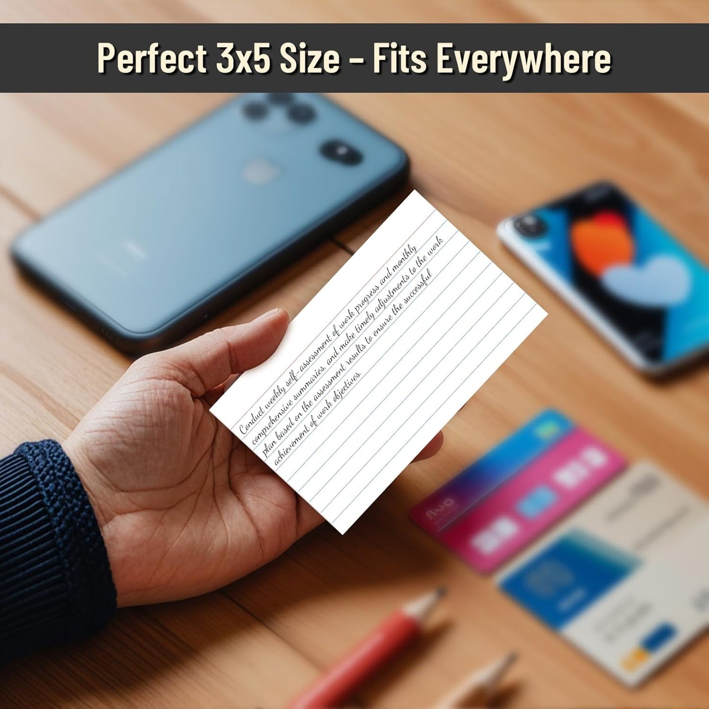 300 Count Index Cards 3 x 5 Inch Ruled White Index Cards, Flash Cards College Ruled for School, College, Office and Home Organization, Durable Study To Do List Note Cards with Ruled Lines