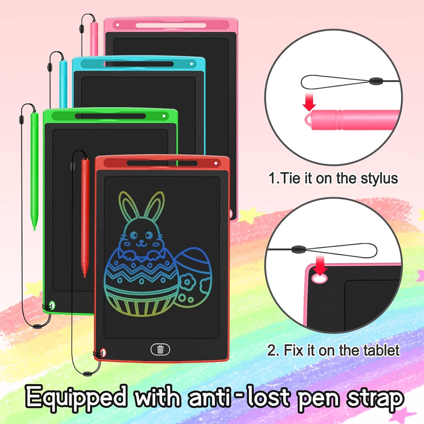 24 Pack LCD Writing Tablet for Kids Bulk, 8.5 Inches Reusable Doodle Board, Writing Tablet for Kids, Drawing Pads for Kid Education Class Party Favors Gifts for Children Toddler Girls Boys
