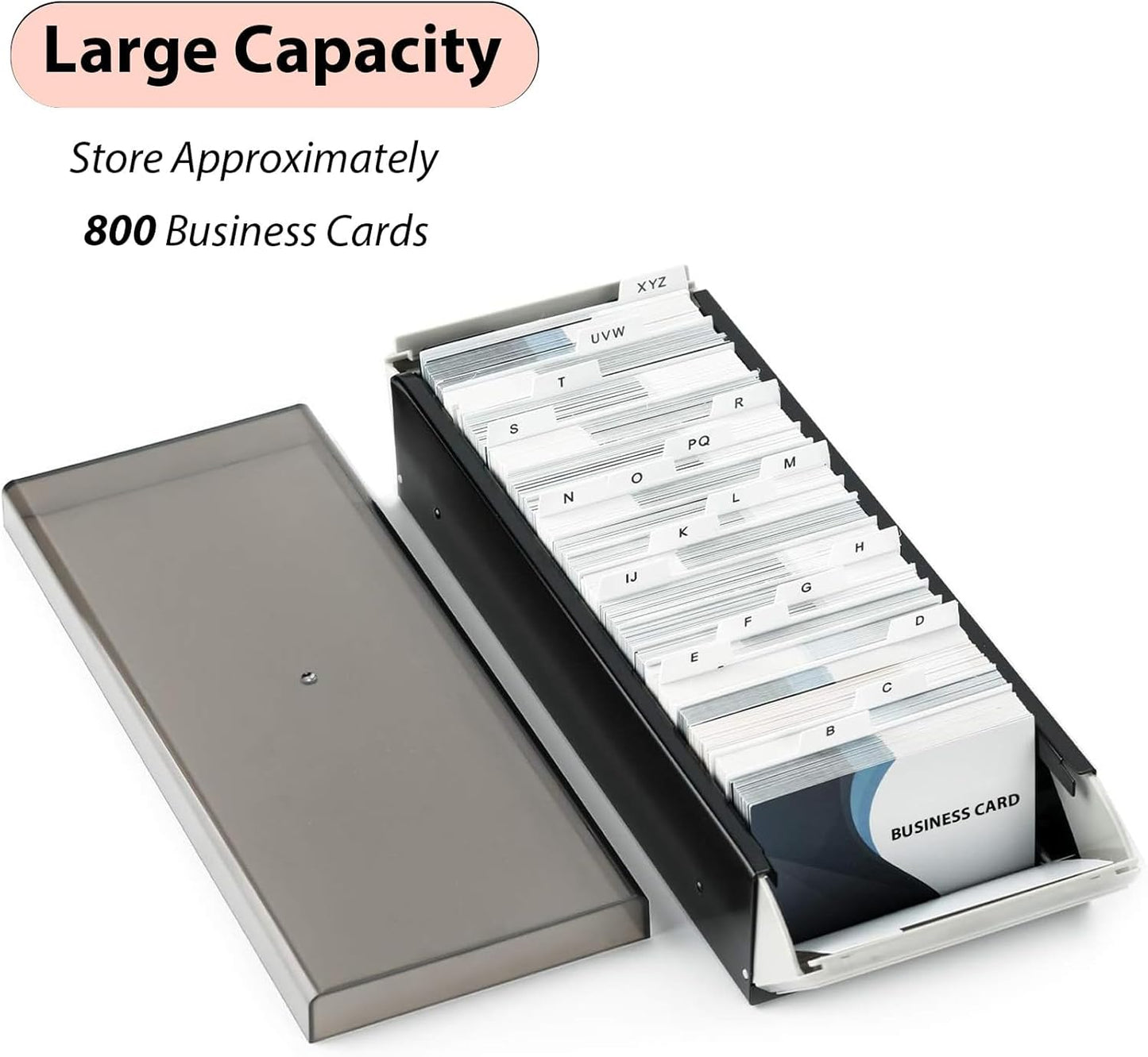 Business Card Holder for Desk, Business Card Holder Organizer, Credit Card Organizer Case File Index Card Box Storage,with A-Z Tabs, Storage up to 600 Cards (3.5” x 2.2”) (big)