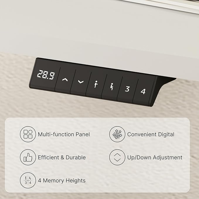 FLEXISPOT EN2 Whole-Piece Standing Desk with Clamp Power Strip, 40 x 24 Electric Stand Up Height Adjustable Desk with Cable Management (White Frame + 40" White Top)