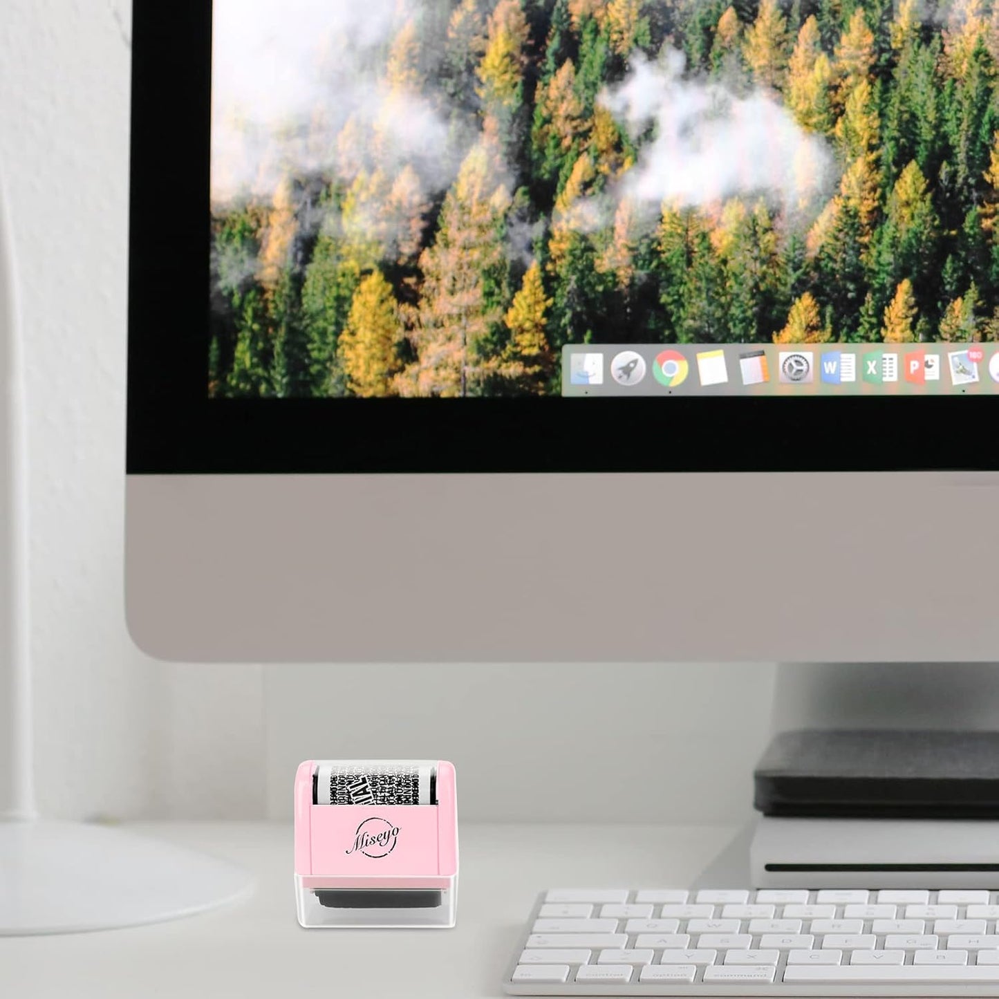 Miseyo Identity Theft Protection Roller Stamp Set - Pink (6 Refill Ink Incleded)