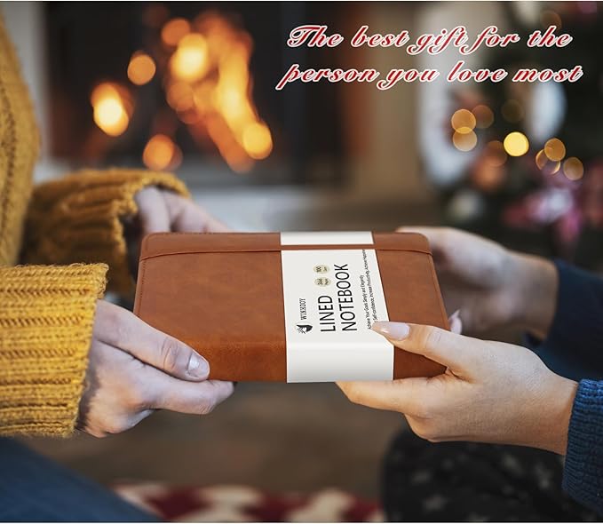 Lined Journal Notebook, 366 Pages, 100Gsm Leather Hardcover Journals for Writing Thick A5 College Ruled Classic Notebook with Pen Loop, Daily Journal for Women Men Travel Business Work Office