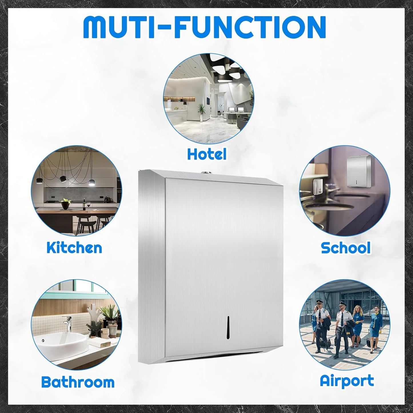 4 Pcs Commercial Sanitary Napkin Receptacle and Paper Towel Dispenser Set Include 1 Wall Mounted Tampon Holder and 1 Stainless Steel Paper Towel Holder (500 ml,Style 2)