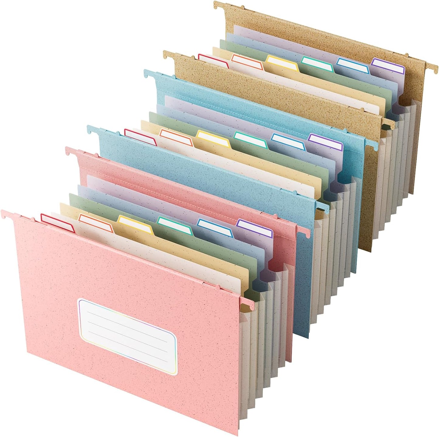 Wheat Straw Expanding Hanging File Folders, 3 Color File Organizer, 1.2" Accordion Pockets, Large Capacity, Letter Size for Filing Cabinet, 100% BPA Free, Return to Nature, Healthy Living