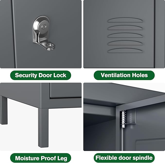 Metal Lockers for Employees with 18 Door,Metal Storage Locker with Lock for School Garage Gym Office Home Bedroom,Assembly Required,18 Doors Dark Grey