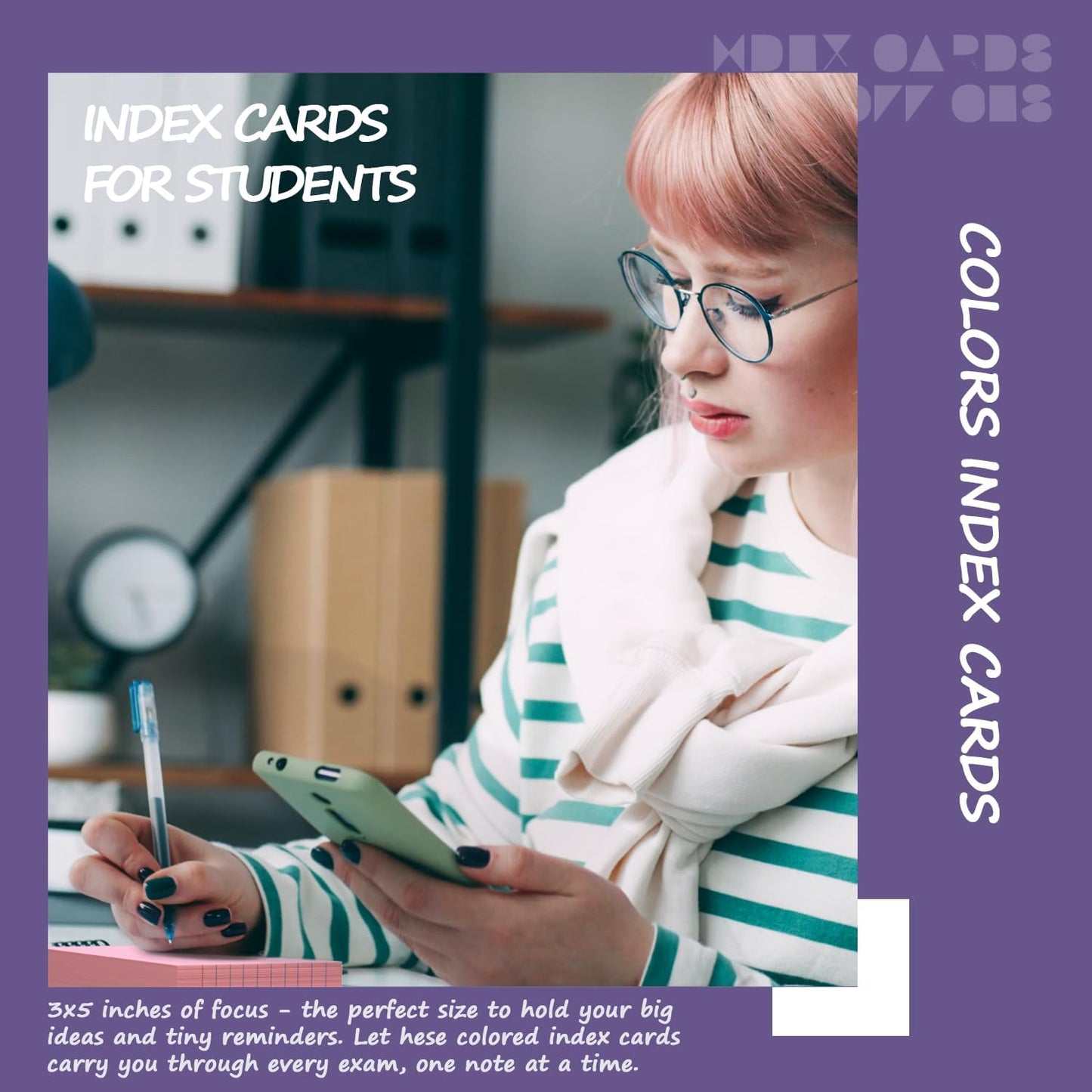 Colored Index Cards 3x5 Inch - 200 Pack, Ruled Index Flash Cards for Studying, 180GSM Lined Index Note Cards 3x5 Index Cards, Colored Flashcards 3 x 5 Notecards Lined Study Card for Office and School