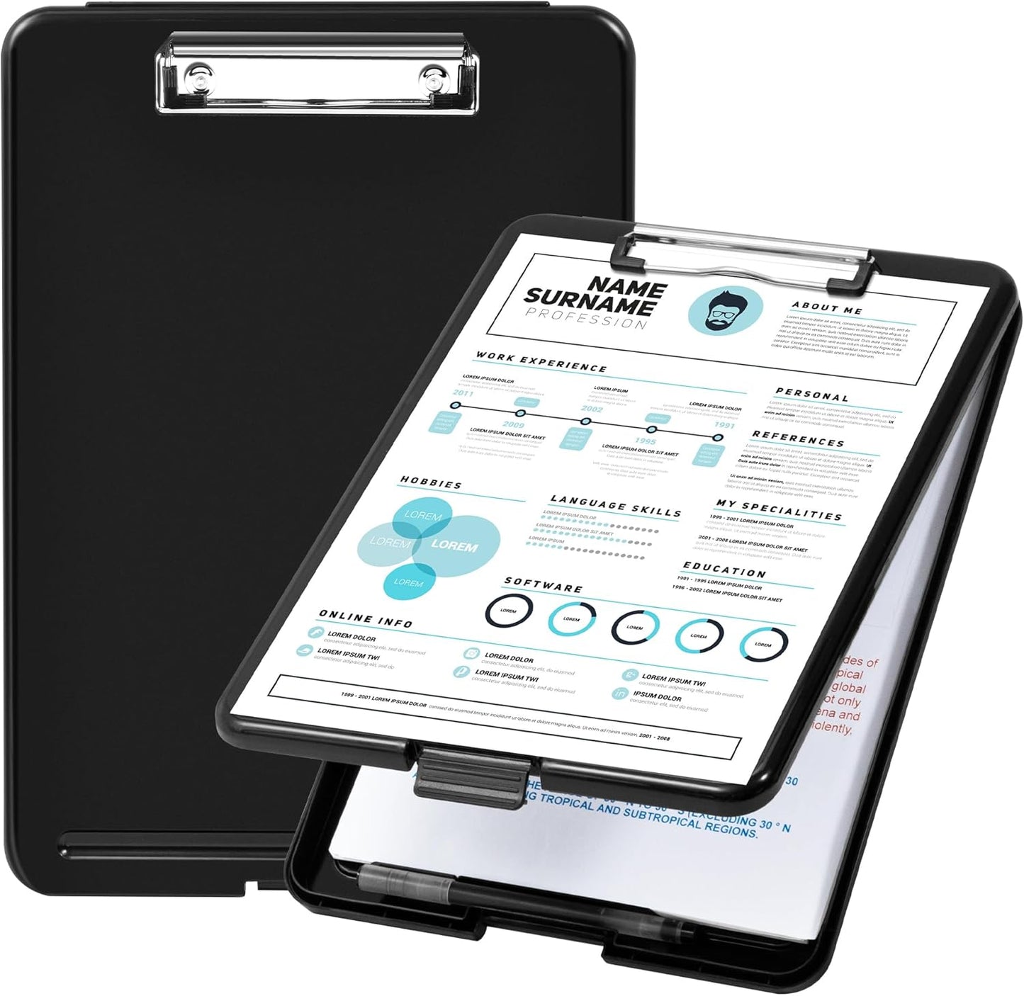 Amazon Basics Plastic Storage Clipboard,Black, 2-Pack