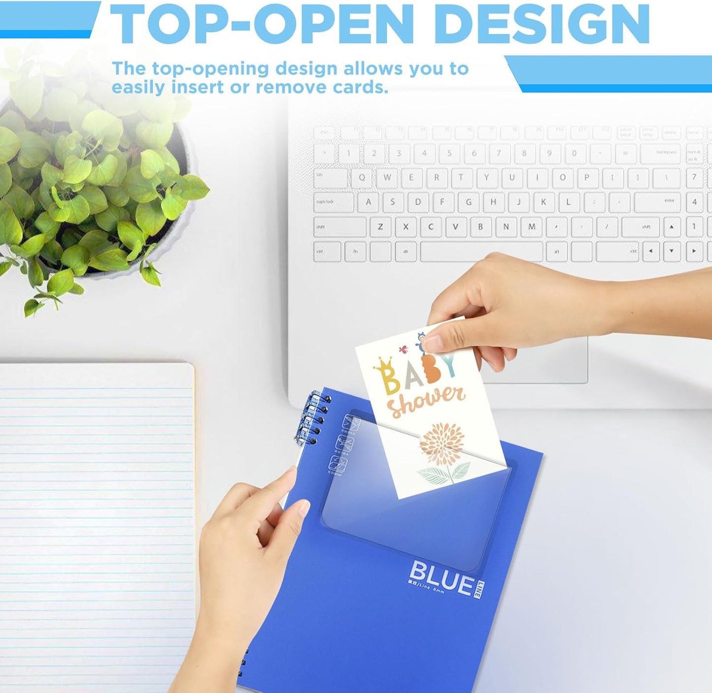 56 Pack Clear Self-Adhesive Pockets, 3" x 5" Index Card Pockets With Top Open Loading, PVC Label Holders for Organizing storage bins, Library Card, Drawer, and Protecting Your Cards