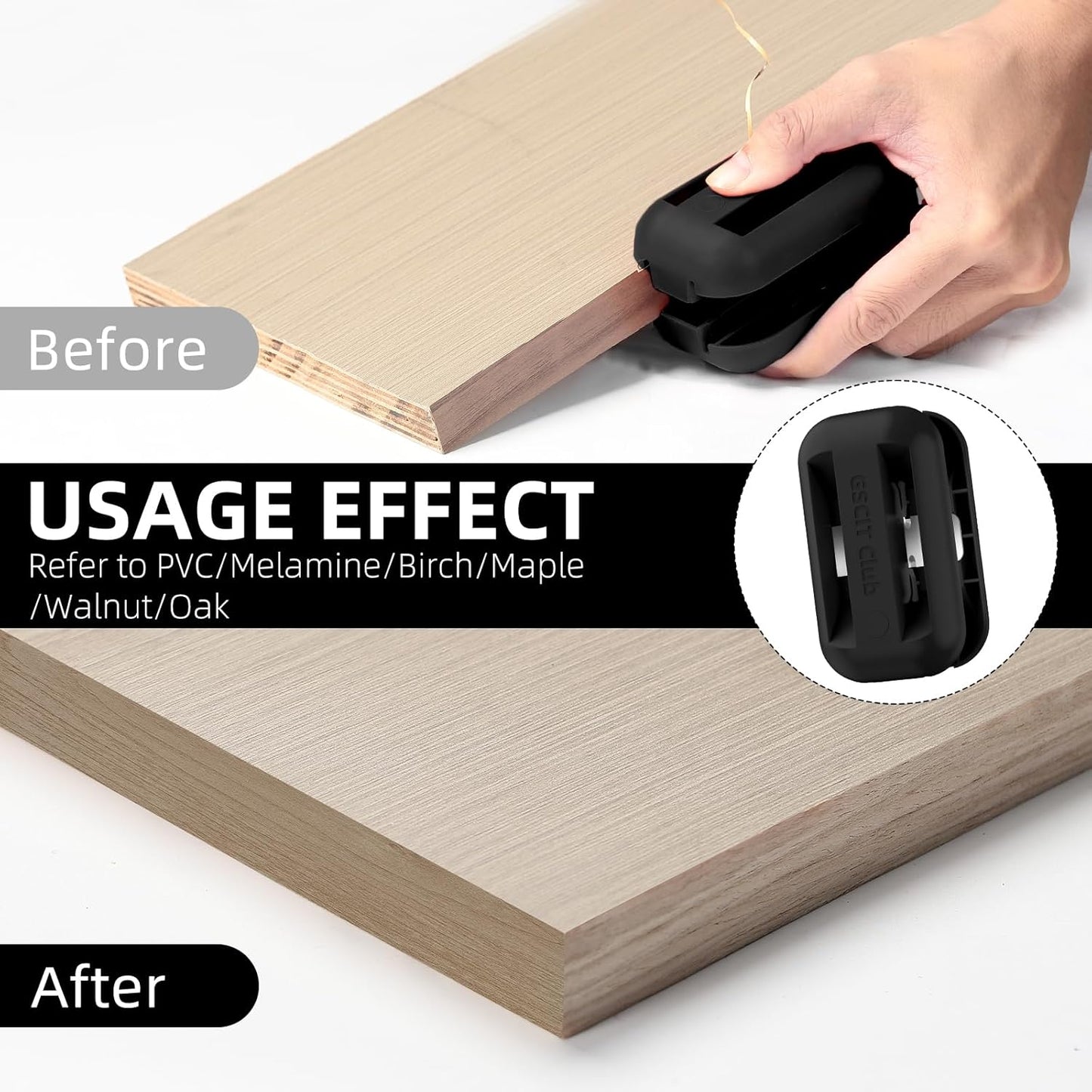 GSCIT Club Edge Banding Trimmer, Tungsten Carbide Blades Hand Planer Edge Bander for Burrs Edge Corner Planer Wood Scraper Edge Banding Tools Cutter for PVC ABS Melamine (Black)