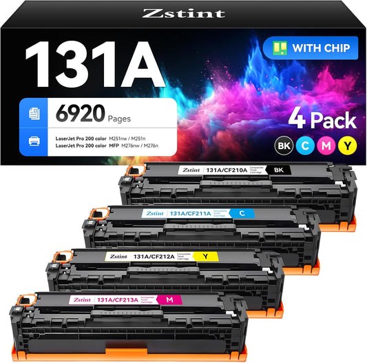 131A Toner Cartridge set 4-Pack Replacement for HP 131A 131X CF210A CF211A CF212A CF213A CF210X Compatible HP LaserJet Pro 200 color MFP M276nw M251nw M251n M276n Printer Ink Black Cyan Magenta Yellow