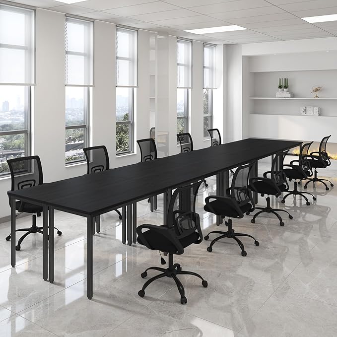 Bonzy Home Conference Tables 23ft Office Computer Desk for Meeting Room Study Writing Printer Podcast Table for 24 People Modern Black 10PCS 275.5"x47.2"x29.5"