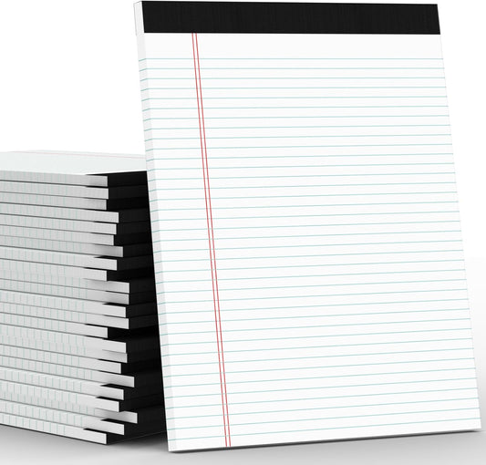 24 Pack White Legal Pads 8.5 x 11 Writing Note Pads College Ruled Writing Pads 8.5 x 11, Lined Paper Pads, 30 Sheet/Notepad, 38 Lines Perforated Notepads 8.5 x 11'' for School, Home, Office