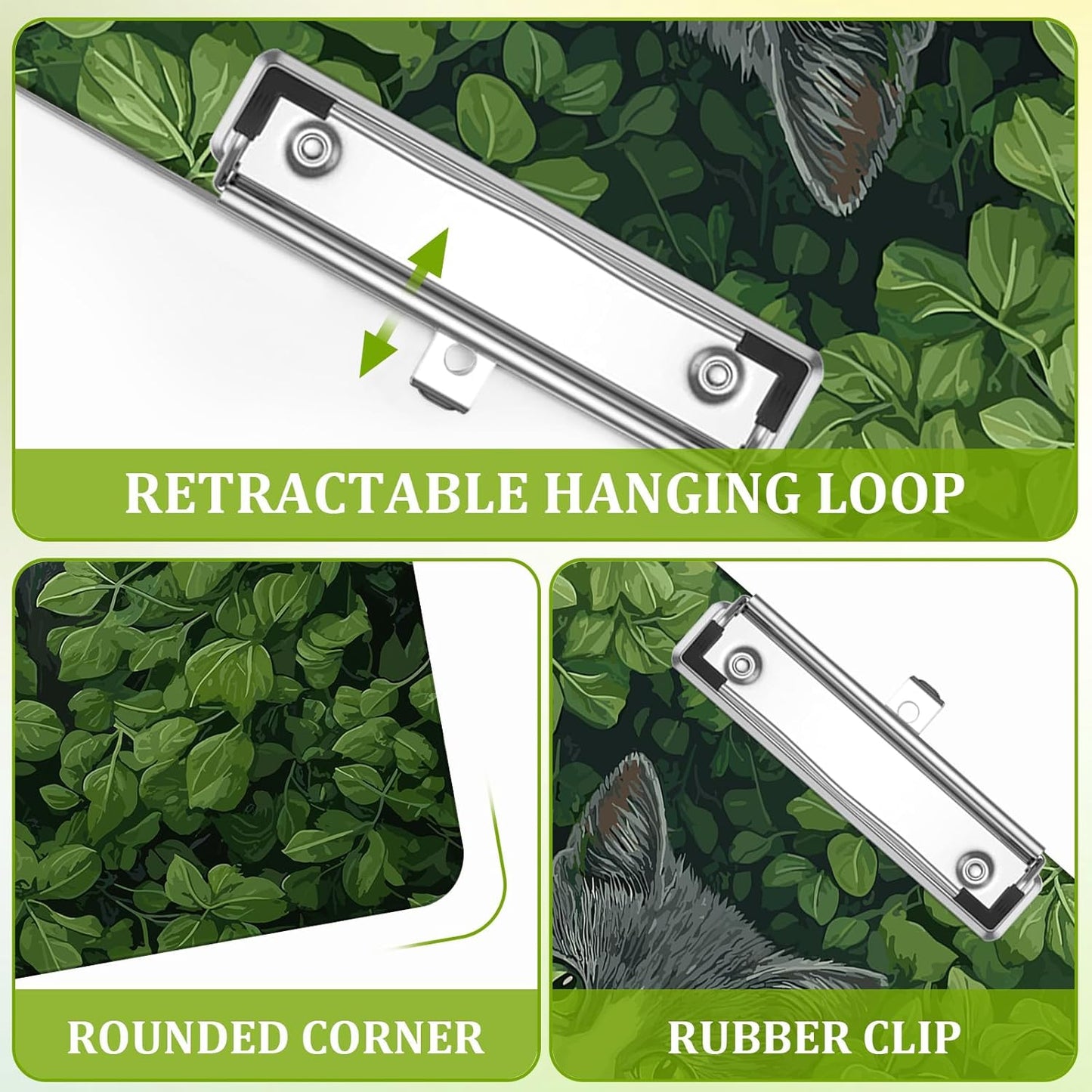 Black Cat Clipboard,Decorative Plants Acrylic Clipboard with Low Profile Metal Clip for Office,School,Teachers,Students Standard Letter Size 9x12.5