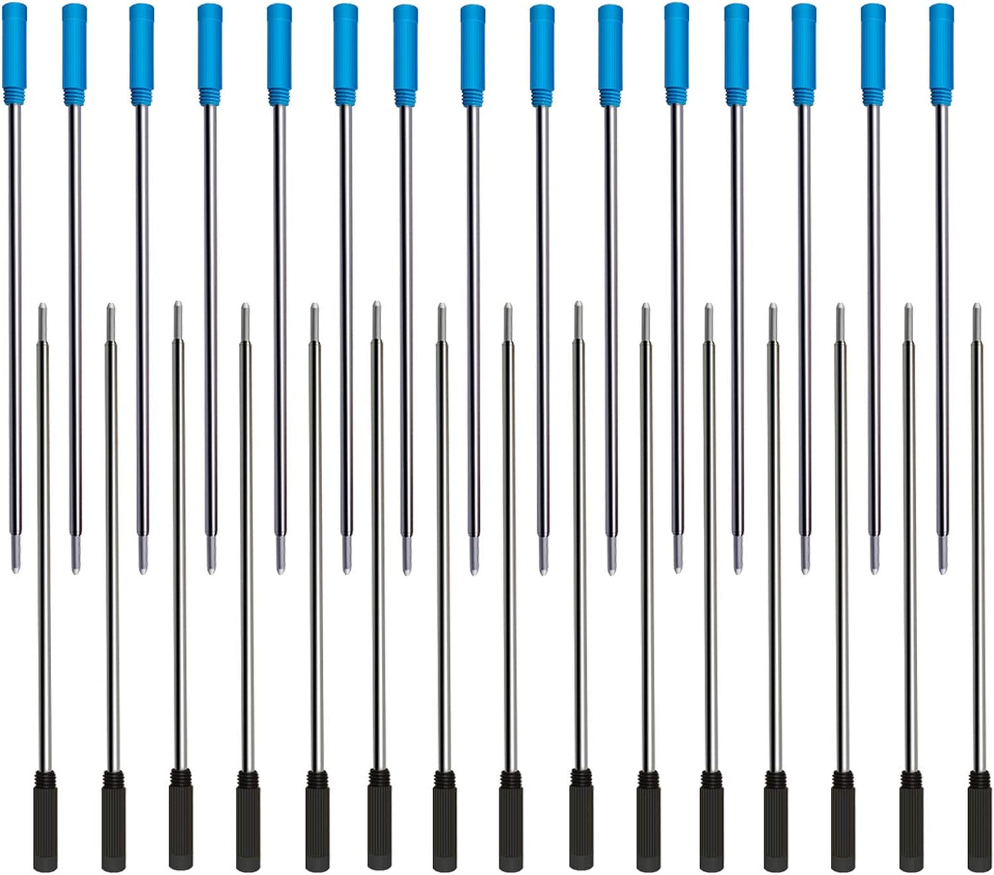 4.5” Replaceable Ballpoint Pen Refills, 30 Pack Smooth Writing Ballpoint Refills for Cross Style Pen (Black and Blue Ink Refills)