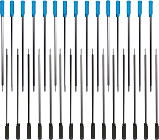 4.5” Replaceable Ballpoint Pen Refills, 30 Pack Smooth Writing Ballpoint Refills for Cross Style Pen (Black and Blue Ink Refills)