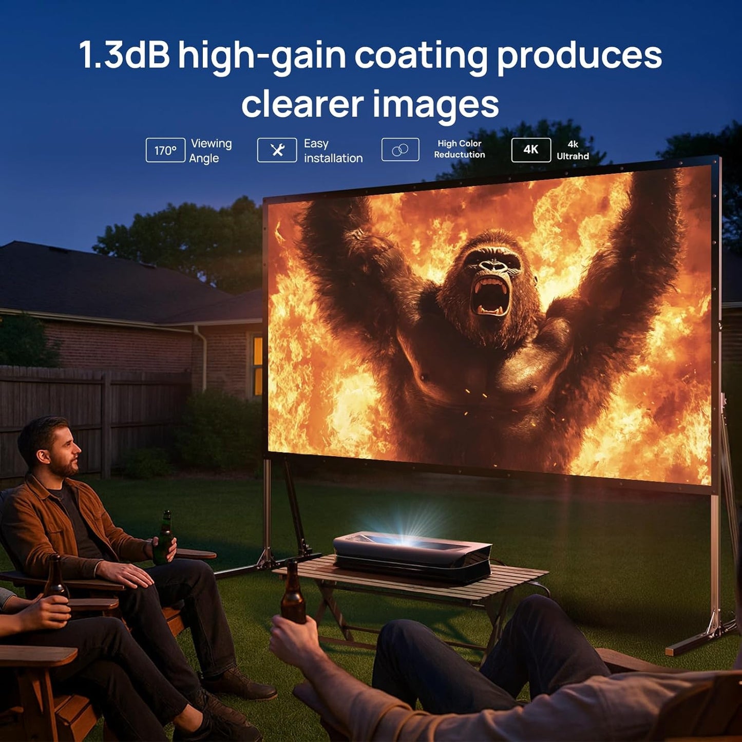 AWOL VISION Folding Outdoor Projector Screen with Stand (200 inches)，Outside Projection Screen 4K/8K UHD Support, Freestanding, Portable Alloy Frame, 16:9 HD, Lightweight for Camping, Backyard