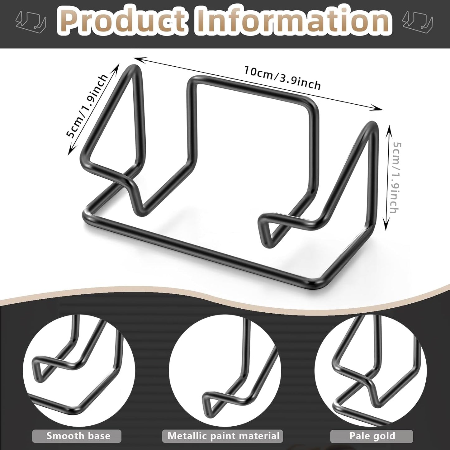 Landhoow 2 Pcs Business Card Holder for Desk, Cute Metal Card Organizers Display Stand Postcard Holder Rack for Desktop Working Office Home Daily Use(Black)