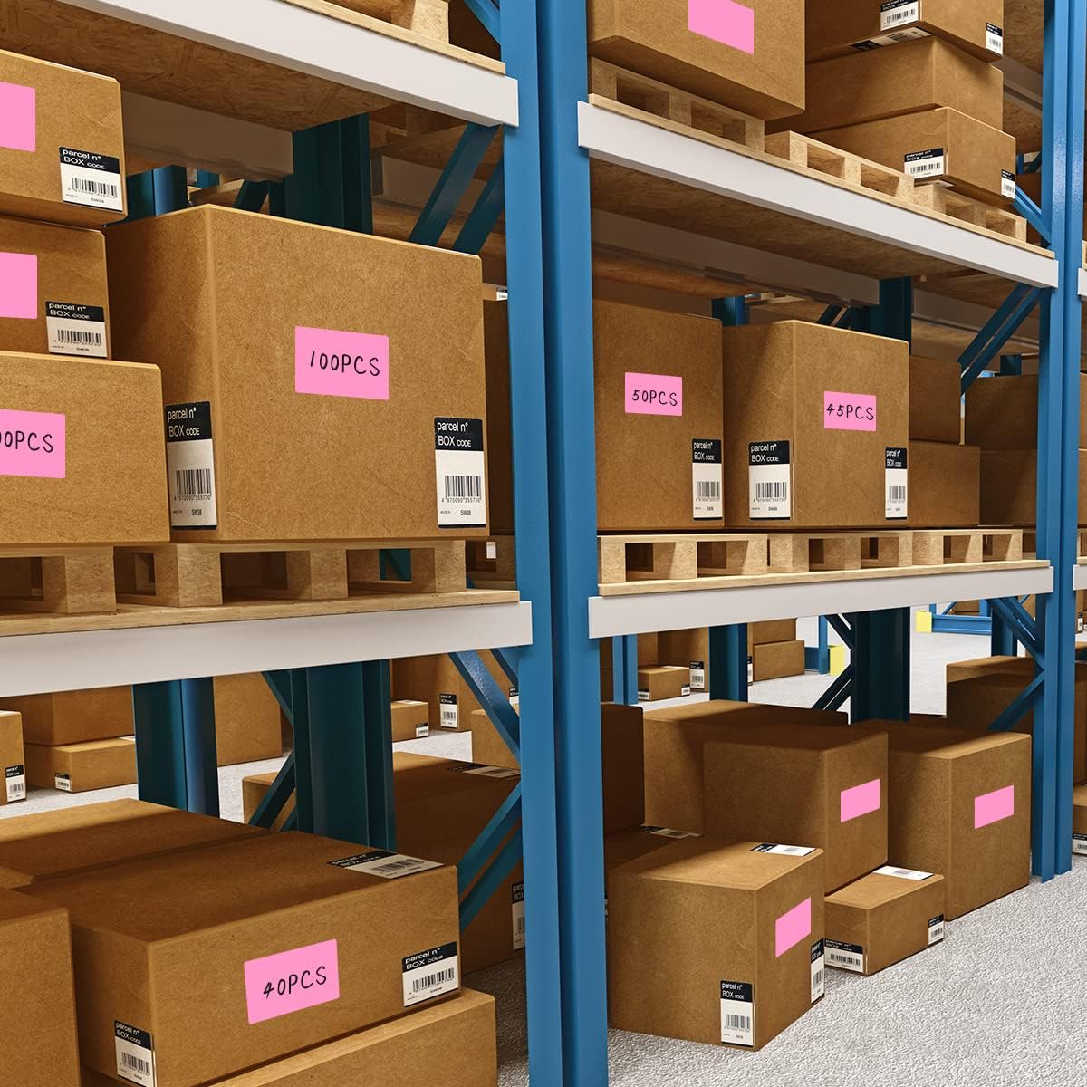 PARLAIM 5" x 3" Rectangle Color Coding Labels,500 per Inventory Labels Color Code Stickers Dispenser Box,Pink Sticker Labels for Inventory,Family School Storage Bins Label(Pink)
