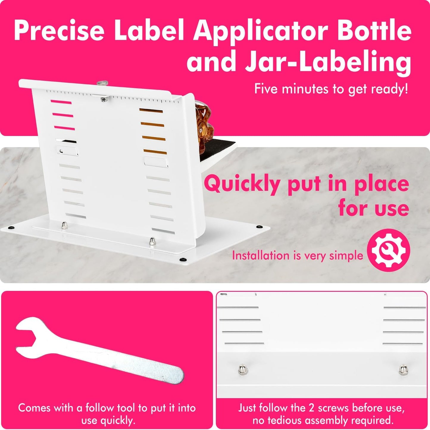 TOPOWN Precise Label Applicator Bottle and Jar-Labeling Tool for Bottle-Essential Tools for Label Makers White