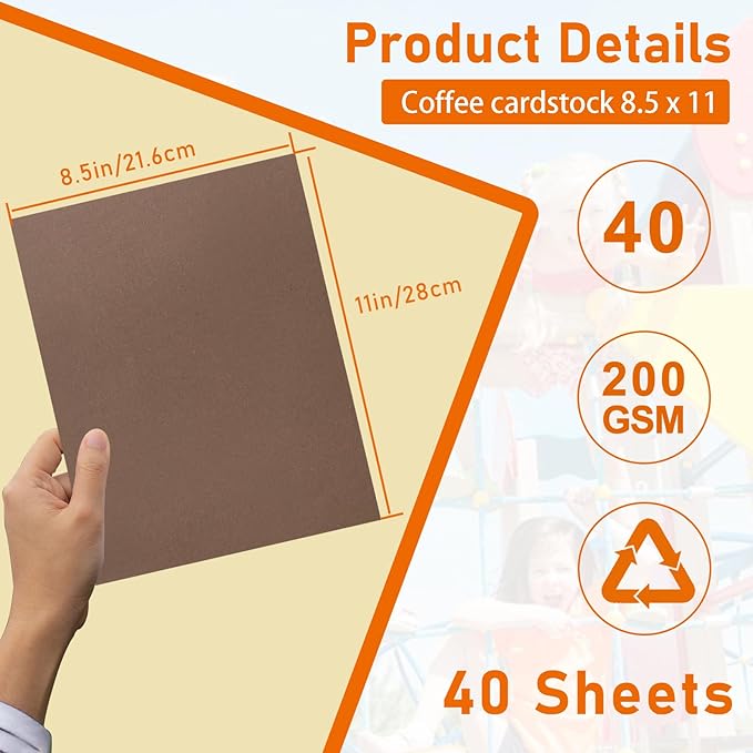 40 Sheets Coffee Color Cardstock 8.5 x 11 Craft Paper, 75lb Heavyweight Dark Brown Card Stock for DIY Cards Making, Wedding Invitations, School Crafting, Greeting Cards