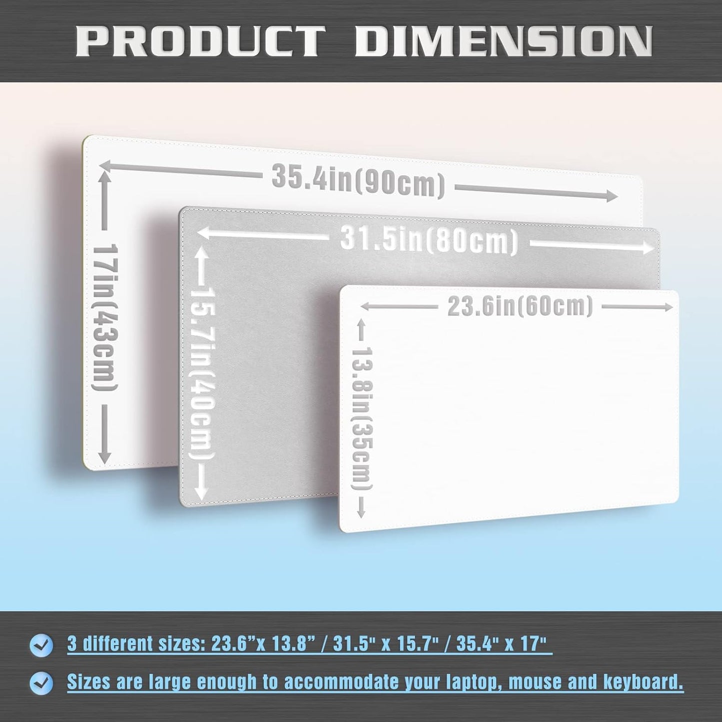 K KNODEL Desk Mat, Blotter, Dual-Sided Office Desk Pad, Waterproof Desk Mat for Desktop, Desk Blotters, PVC Leather Pad Protector (White, 23.6" x 13.8")