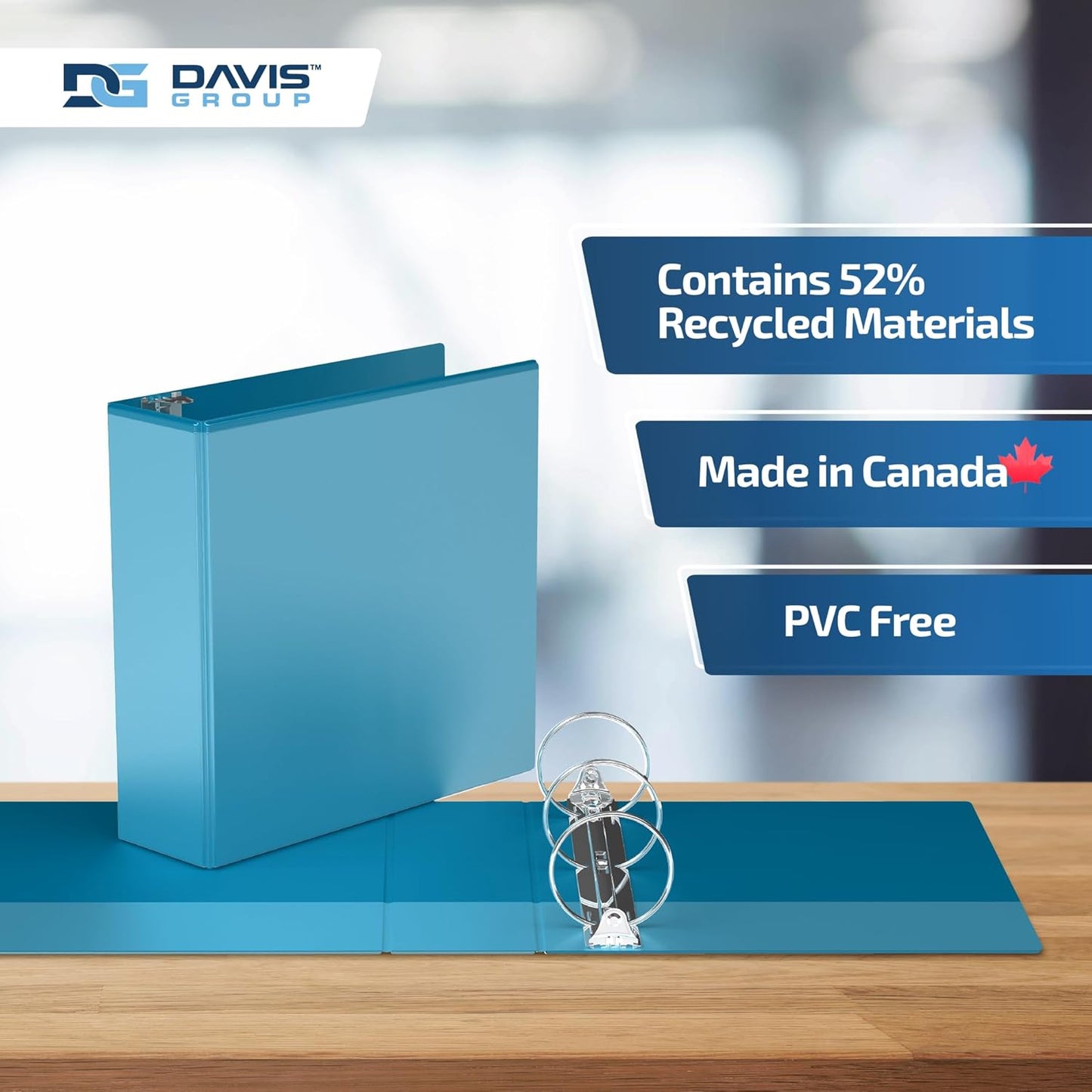 Easyview Premium 3-Ring Binders with Clear-View Covers and Round Rings, Binders for School or Office, 3 Inch, Pack of 6, Turquoise Blue